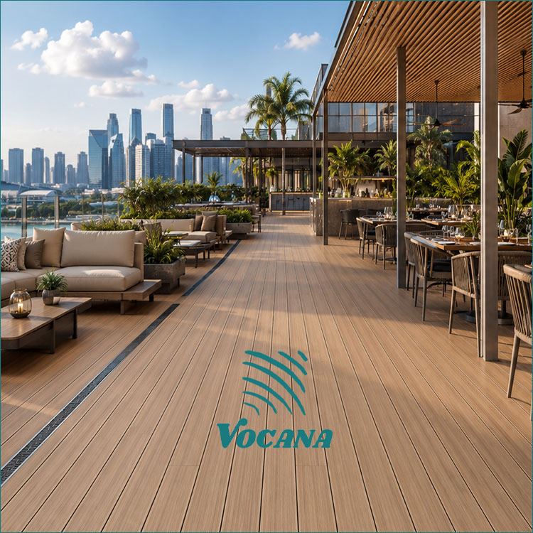 Afdækket kompositterrasse Singapore|Tagterrasser